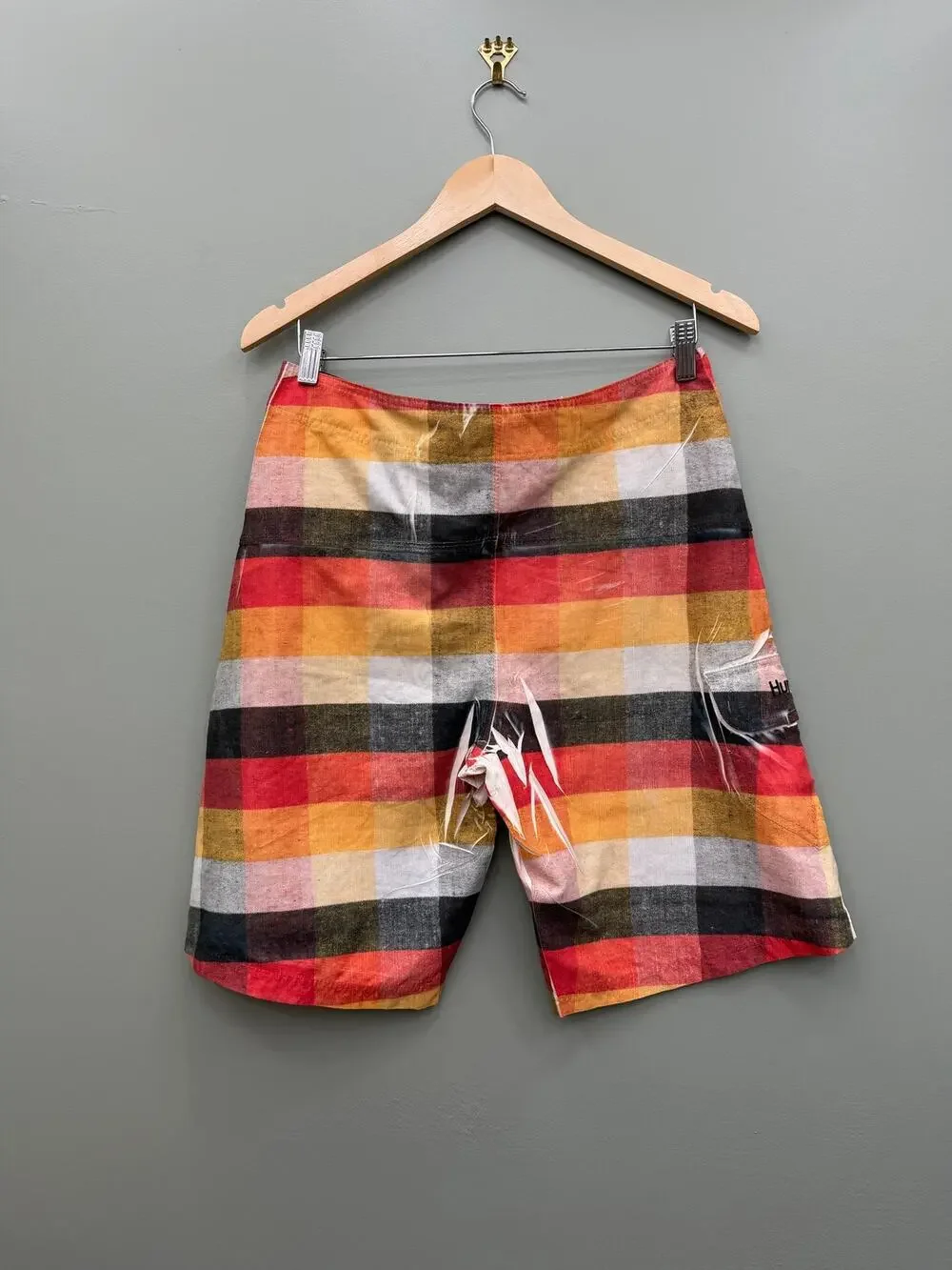 Hurley Phantom Plaid Board Shorts Mens 30 Surf Swim Beach Performance